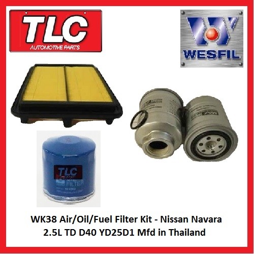 Air Oil Fuel Filter Kit Fits Nissan Navara 2.5L TD D40 Diesel Mfd in Thailand