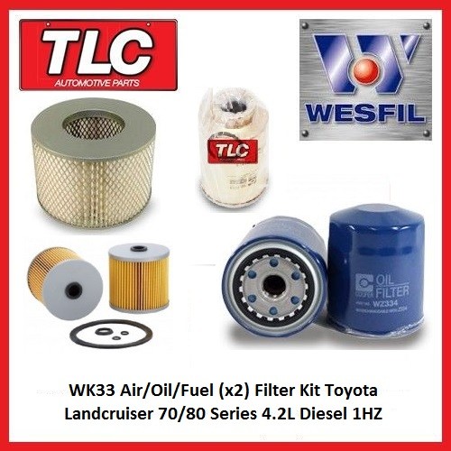 Air Oil Fuel (x2) Filter Kit Fits Toyota HZJ70 73 75 80 Series 4.2L Diesel 1HZ