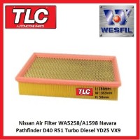 Wesfil Air Filter WA5258 A1598 Navara Pathfinder D40 R51 Turbo Diesel YD25 VX9