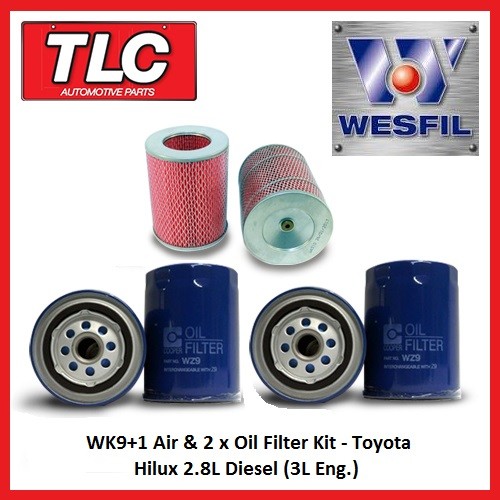 WK9+1 Air & 2x Oil Filter Kit Toyota Hilux 2.8L LN86 LN106 LN107 LN111 Diesel 3L