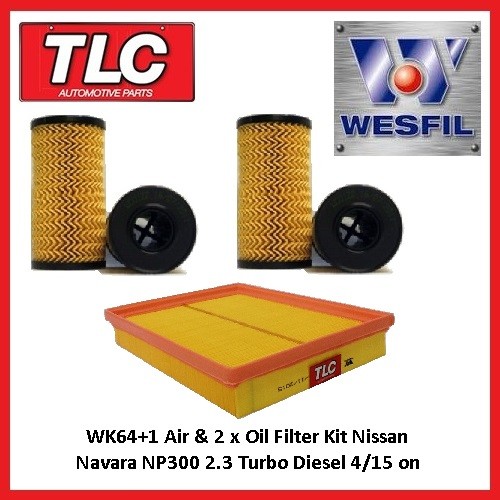 WK64+1 Air & 2 x Oil Filter Kit Nissan D23 NP300 Navara 2.3 Turbo Diesel 4/15-on
