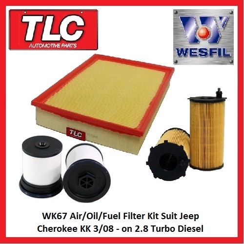 WK67 Air/Oil/Fuel Filter Kit Jeep Cherokee KK 2.8 Diesel ENS 3/08-14