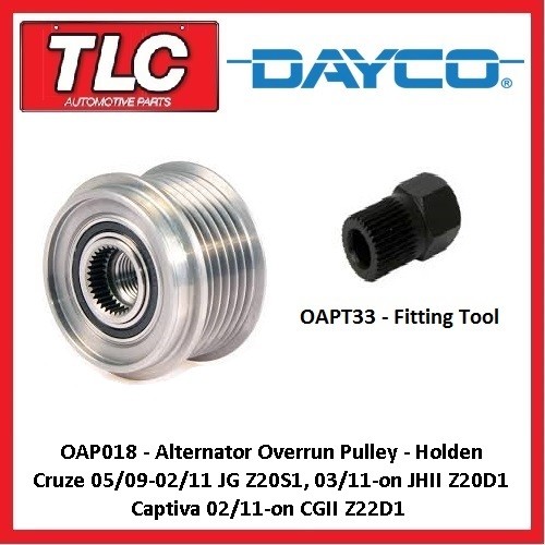 OAP018 Alternator Overrun Pulley Cruze JG Z20S1 JHII Z20D1 Captiva CGII Z22D1 Kt