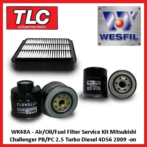 WK48A Air/Oil/Fuel Filter Kit Mitsubishi Challenger 2.5L TD PB/PC Diesel 4D56