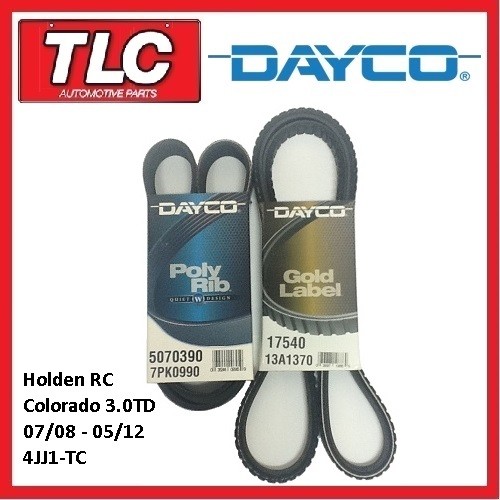 Dayco Fan Belt Kit (2 Belts) RC Colorado 3.0 T Diesel 4JJ1-TC 07/08 - 05/12