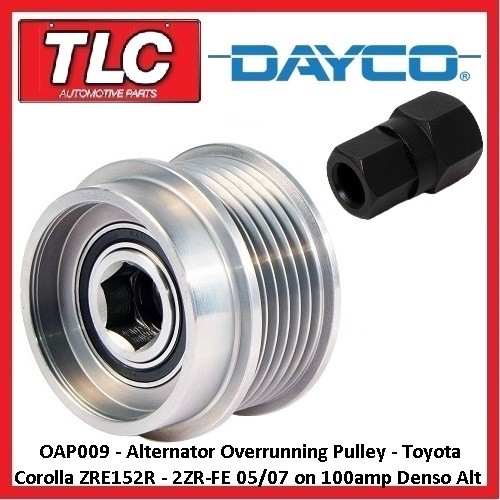 OAP009 Alternator Overrun Pulley Kit Toyota Corolla ZRE152R 2ZR-FE 1.8 05/07 on