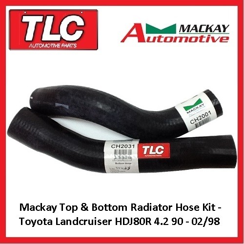 Mackay Top & Bottom Radiator Hose Landcruiser HDJ80R 4.2 TD 5/90-2/98 1HDT 1HDFT