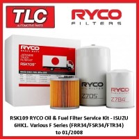 RSK109 RYCO Oil Fuel Filter Service Kit Isuzu 6HK1 FRR34 FSR34 FTR34 < 01/08 