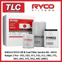 RSK114 RYCO Oil Fuel Filter Service Kit HINO Ranger / Pro J08C See Description