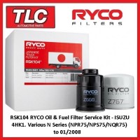 RSK104 RYCO Oil Fuel Filter Service Kit Isuzu 4HK1 NPR75 NPS75 NQR75 < 01/08