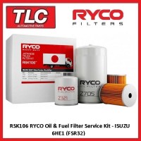RSK106 RYCO Oil Fuel Filter Service Kit Isuzu 6HE1 FSR32