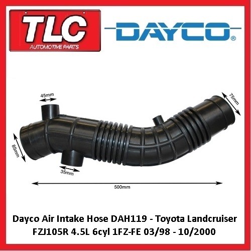 Dayco Air Intake Hose Toyota Landcruiser FZJ105R 4.5L 1FZ-FE 03/98 - 10/00