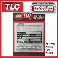 Boat Box Trailer Caravan Horse Float VIN Plate & Tyre Chart Placard