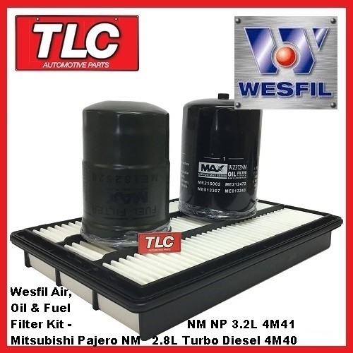 Wesfil Air Oil Fuel Filter Kit Mitsubishi Pajero NM NP 2.8 3.2 4M40 4M41