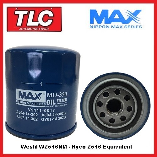 Nippon Max WZ516NM Oil Filter Z516 Ryco Equiv. Suits Many Vehicles