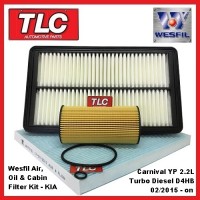Wesfil Air Cabin & Oil Filter Service Kit KIA Carnival YP 2.2 D4HB 02/2015 - on