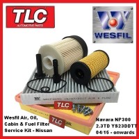 Wesfil Air Oil Fuel Cabin Filter Kit Navara NP300 2.3 TD YD23DDTT 04/15 - on